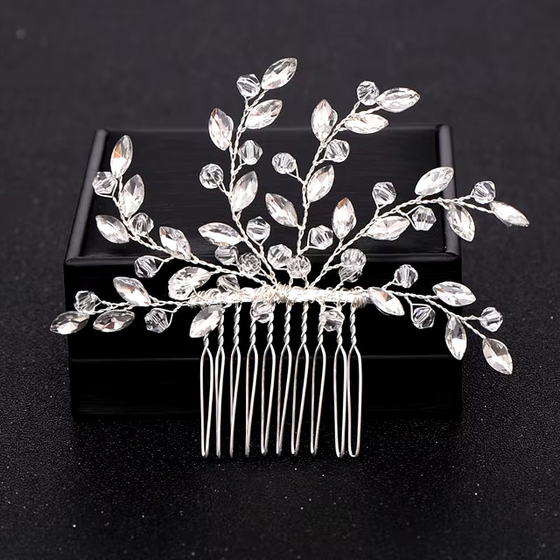 Silver Color Pearl Crystal Wedding Hair Combs Hair Accessories for Bridal Flower Headpiece Women Bride Hair Ornaments Jewelry