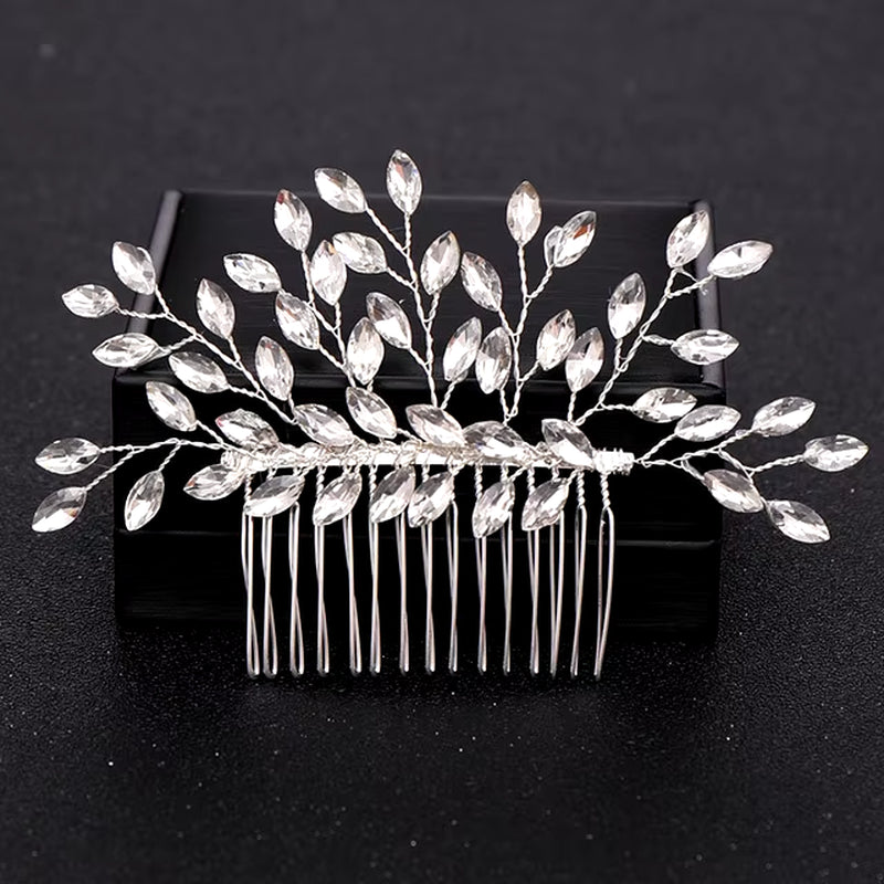 Silver Color Pearl Crystal Wedding Hair Combs Hair Accessories for Bridal Flower Headpiece Women Bride Hair Ornaments Jewelry